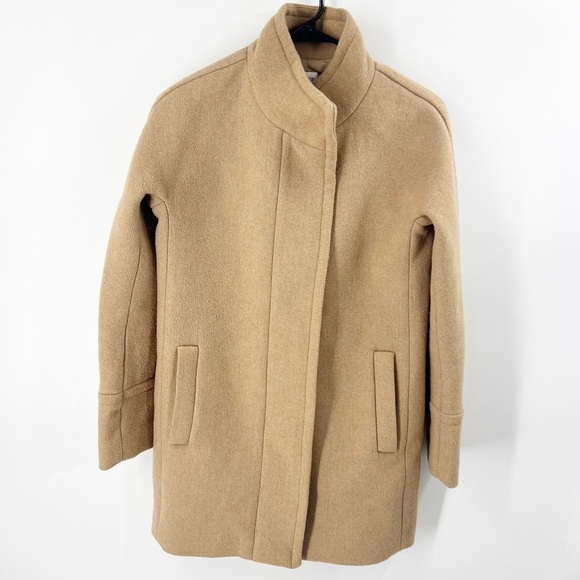 ✅ J. Crew Factory City Coat Heather Acorn Size 00 Wool Blend - Picture 3 of 11